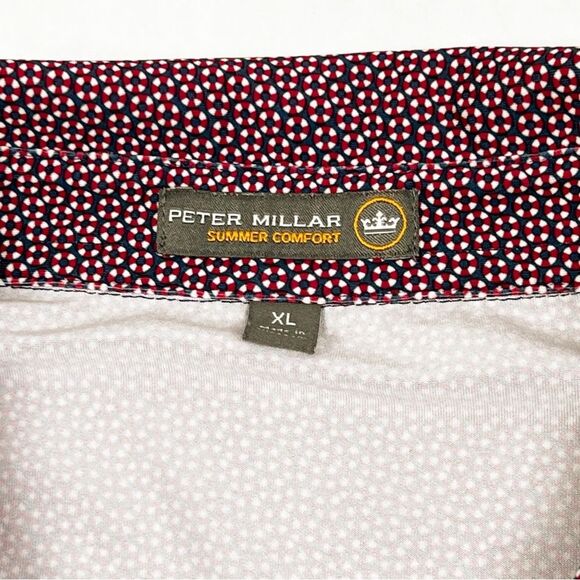 Peter Millar Summer Comfort Golf Red Blue Polka Dot Short Sleeve Polo Shirt XL - Picture 7 of 9